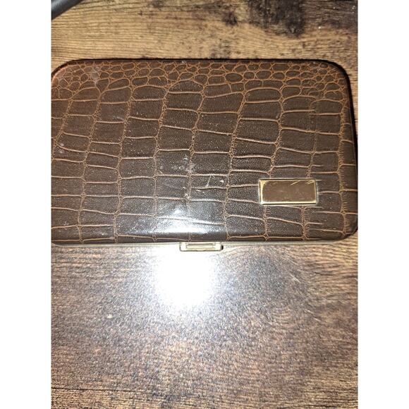 Vintage Faux Alligator Skin Jewelry Box Red Interior - Picture 1 of 8
